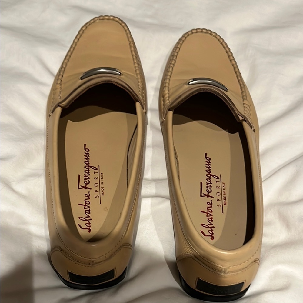 Salvatore Ferragamo Beige Leather Loafers for Women